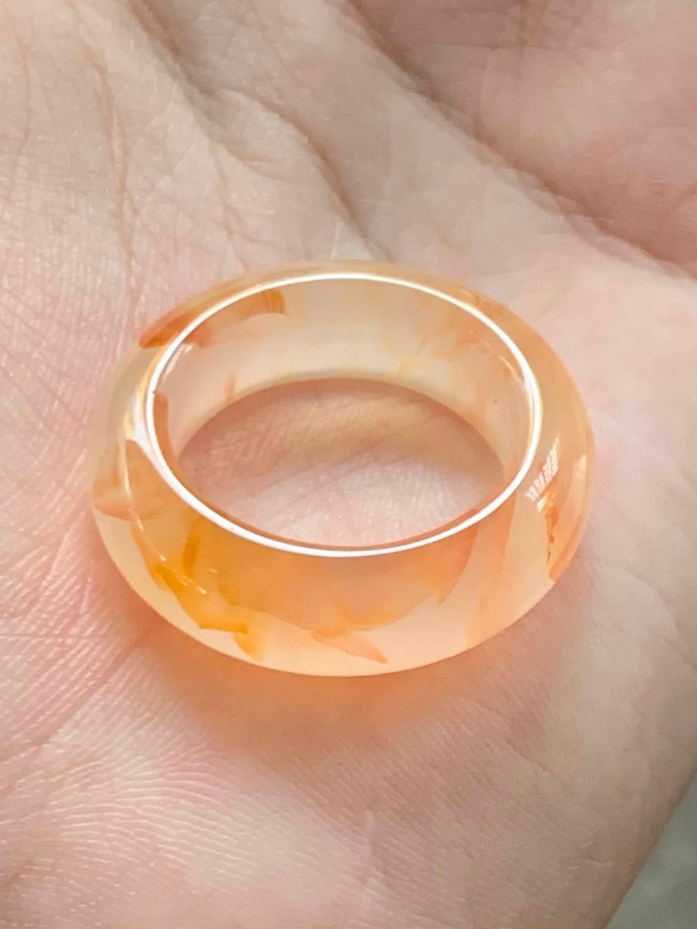Translucent Peach Agate Dome Ring - Women Jewelry